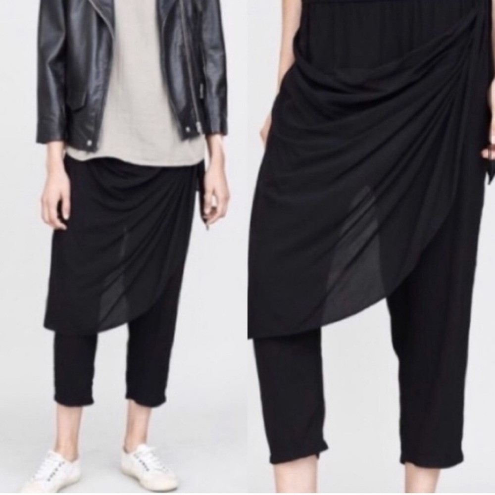 OAK New York Seam Drape Rayon High Waist Pants Black